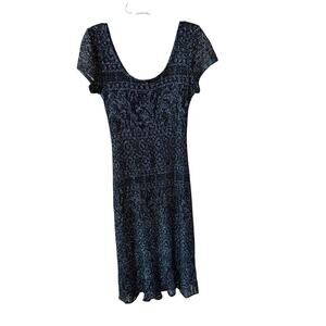 Superstition New York Vintage black metallic scoop neck bodycon midi dress szXS